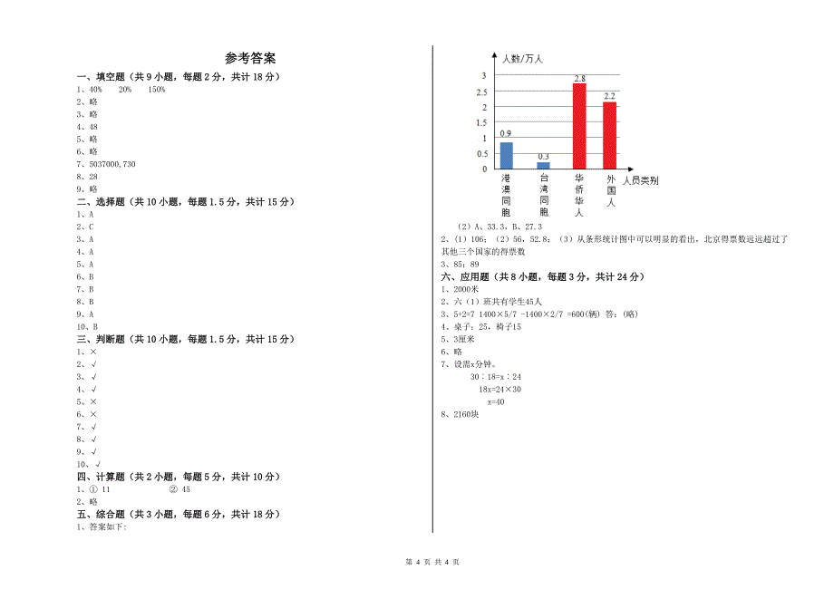 云南省2020年小升初数学全真模拟考试试卷 含答案.doc_第4页