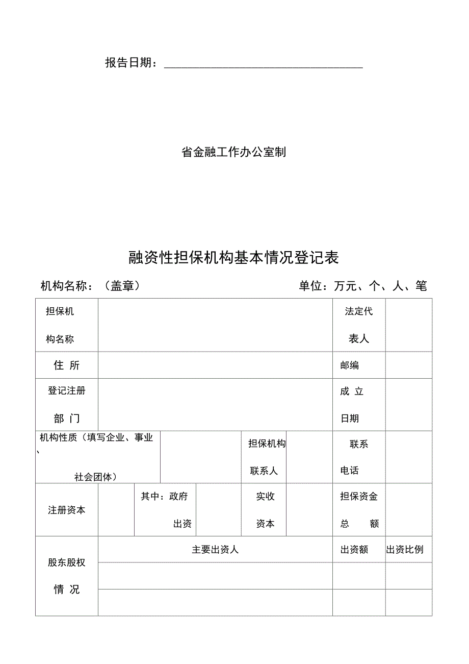 融资性担保机构核准登记报告书范本_第2页