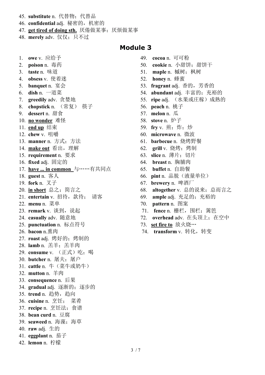 新课标高中英语考纲词汇第八册(module1-6)_第3页