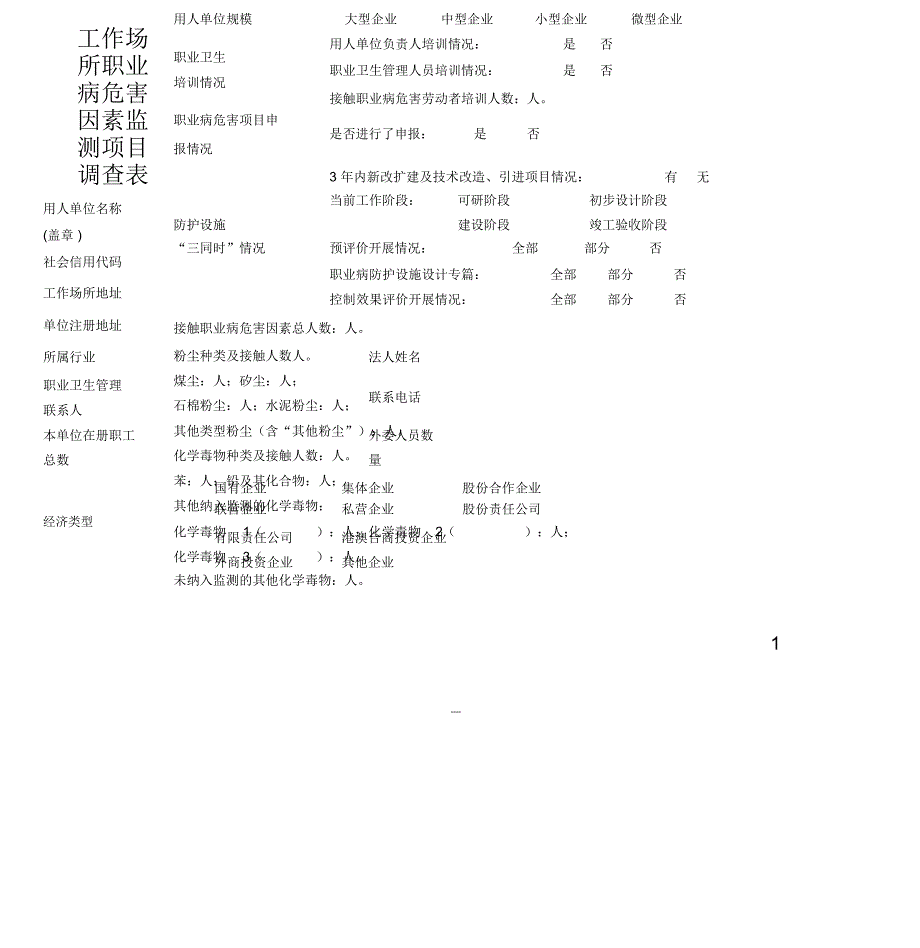 附表3：工作场所职业病危害因素监测项目调查表_第2页