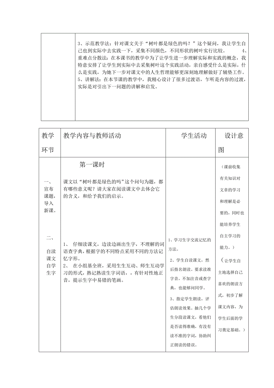 《树叶都是绿色的吗》教学设计1_第2页