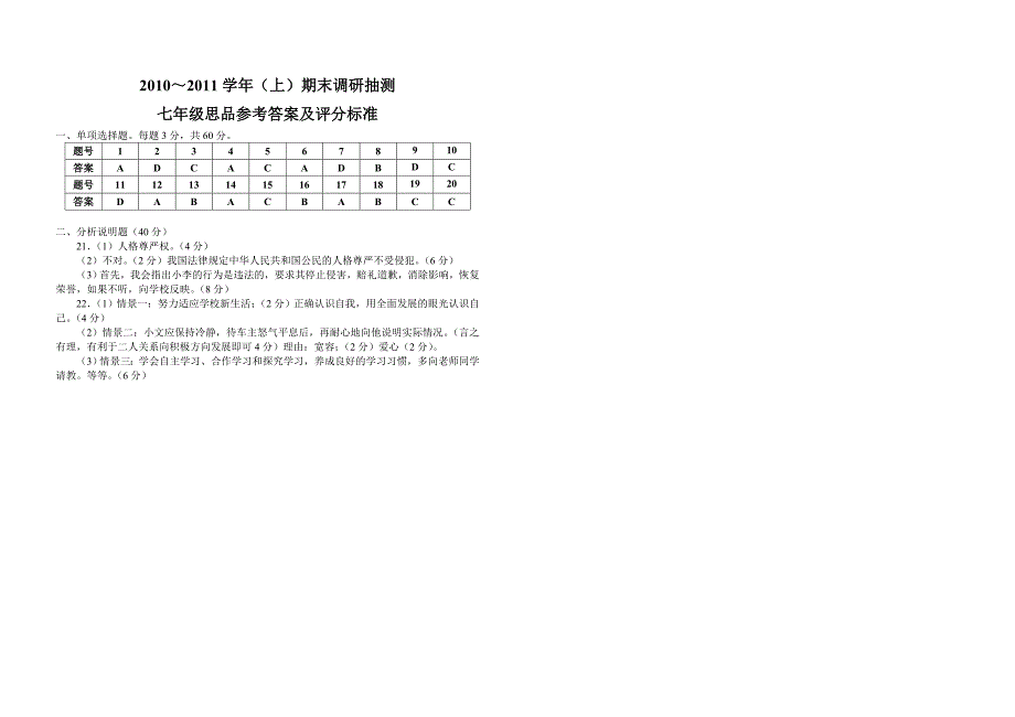 2010-2011南通地区七年级期末政治试卷_第3页