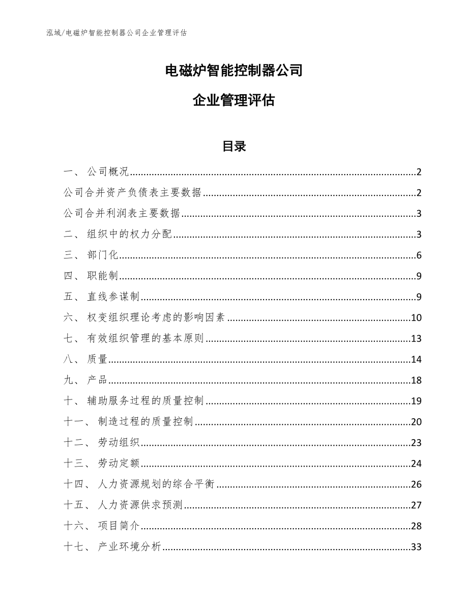 电磁炉智能控制器公司企业管理评估_第1页