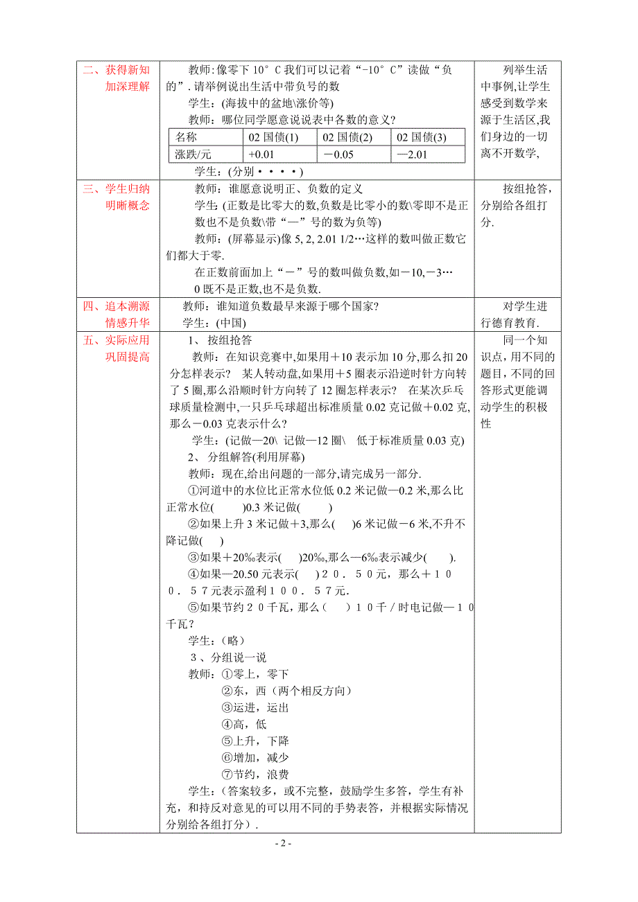 七上11正数和负数说课稿-_第2页