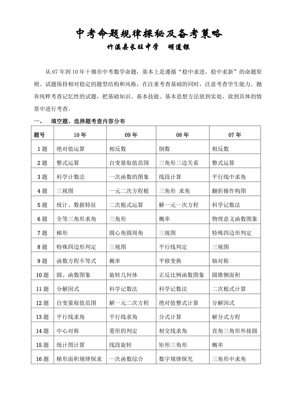 中考命题规律探秘及备考策略_第1页