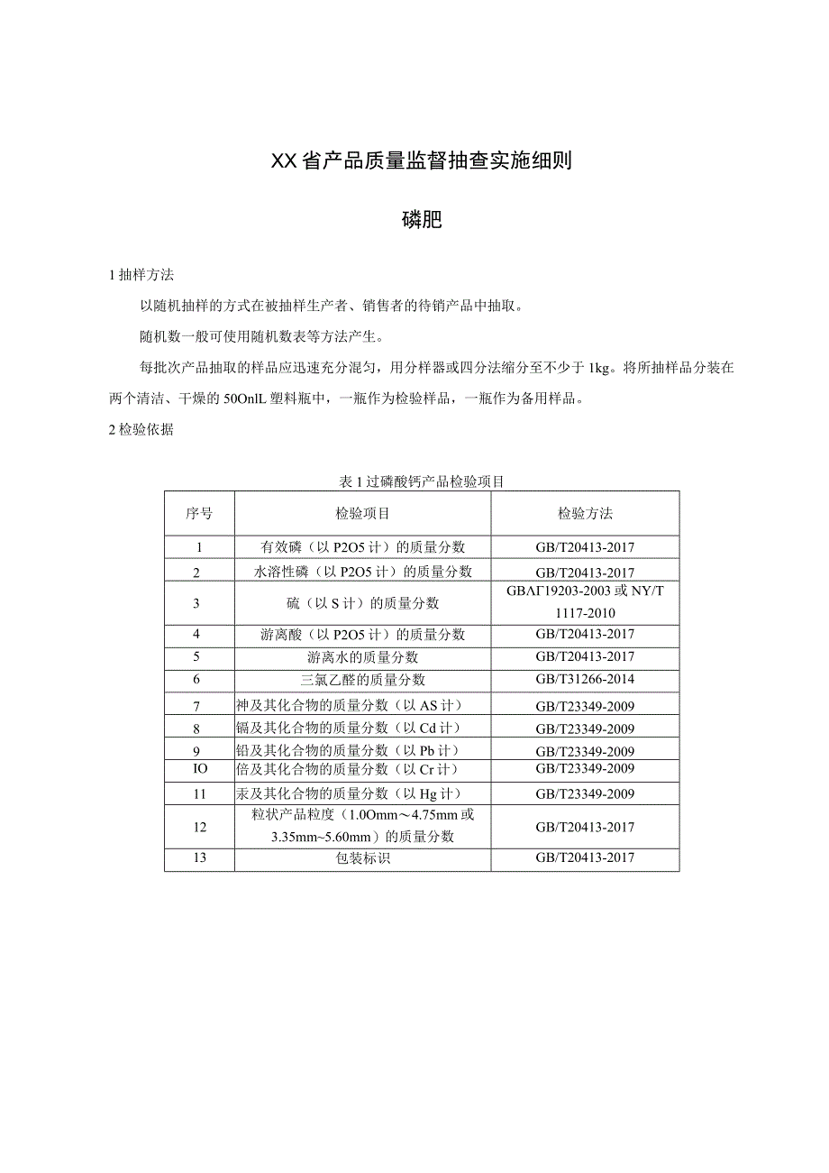 产品质量监督抽查实施细则——磷肥_第1页