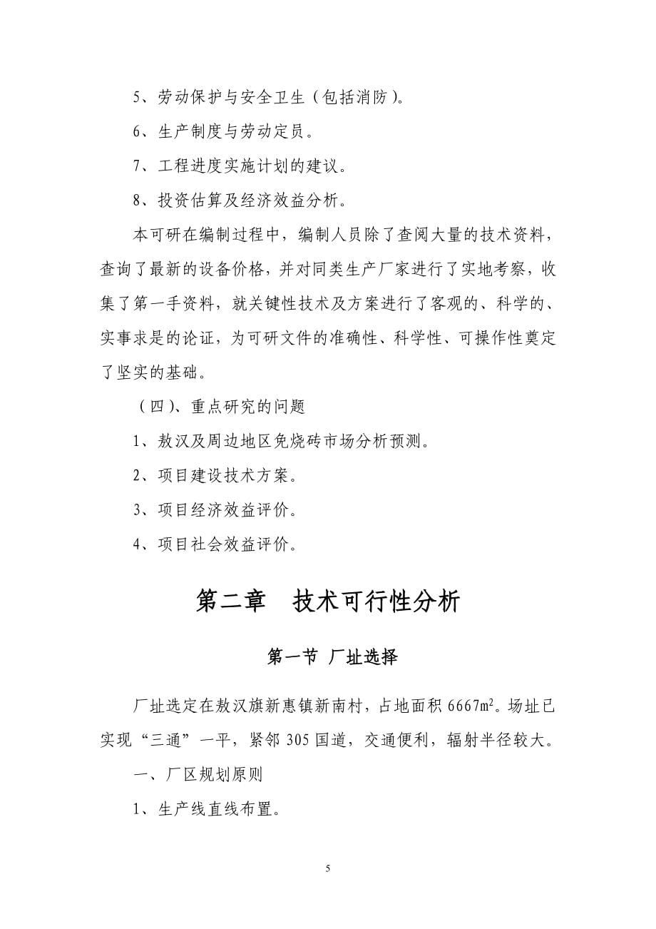 免烧砖建设项目可行性方案(路面砖).doc_第5页