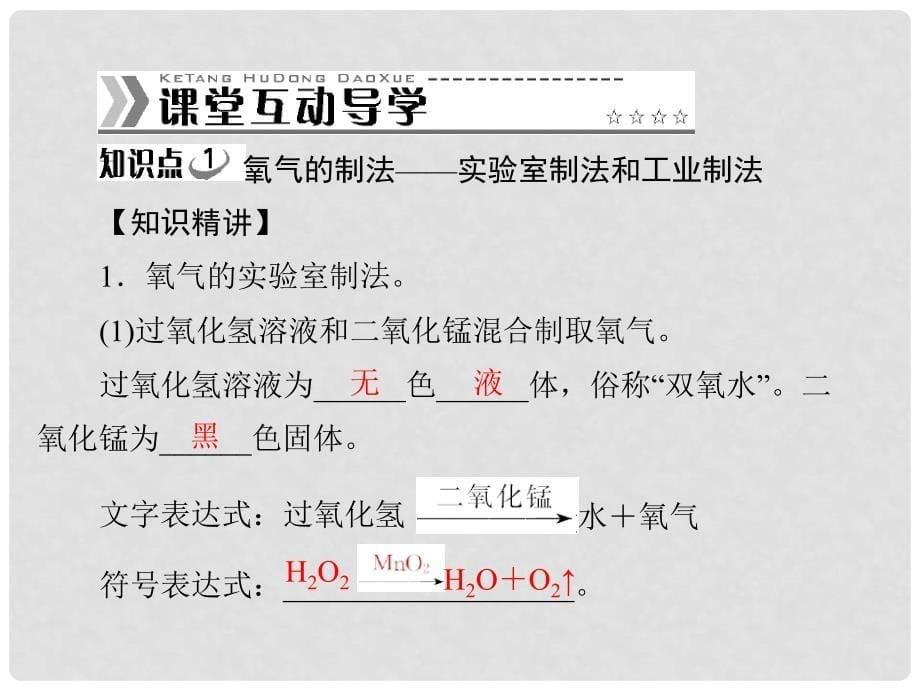 九年级化学上册 第二单元 课题3 第1课时 氧气的制法课件 （新版）新人教版_第5页