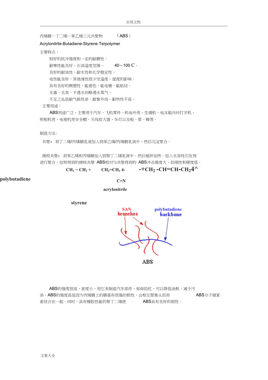 常用高分子聚合物性质和特点介绍以及常用高分子聚合物名字缩写_第1页