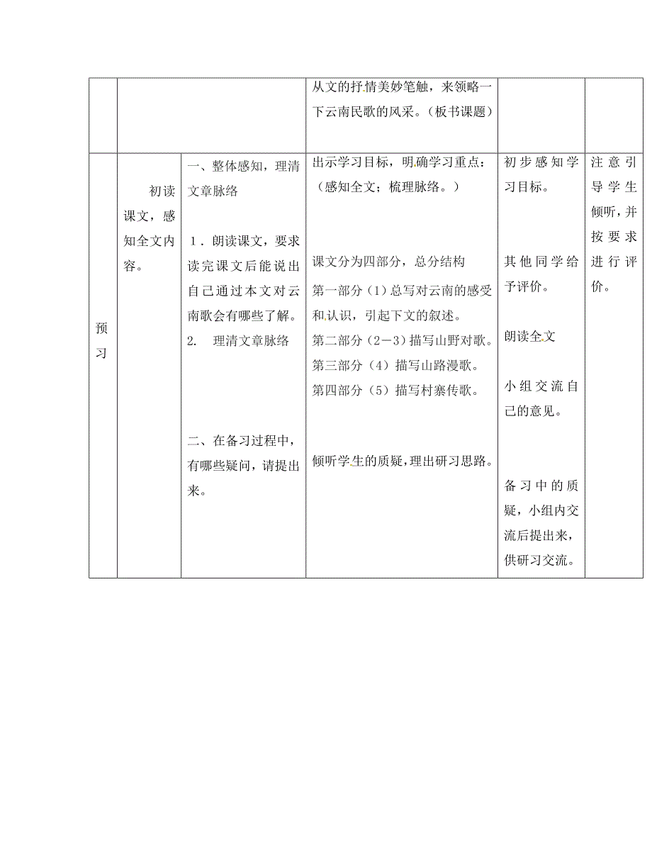 吉林省通化市八年级语文下册第四单元16云南的歌会导学案无答案新版新人教版通用_第2页