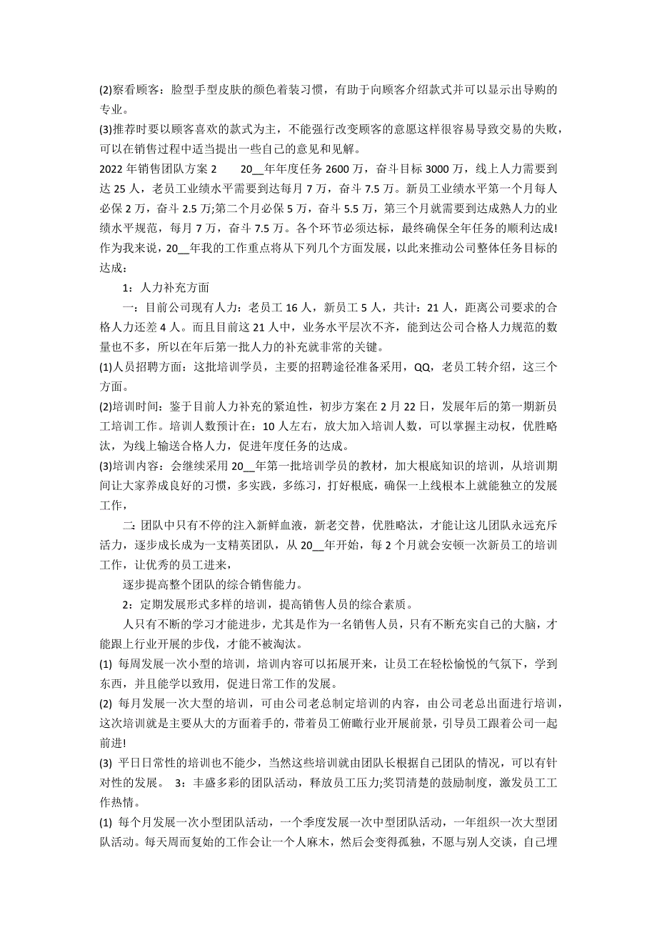 2022年销售团队计划3篇(企业年团队销售计划)_第2页