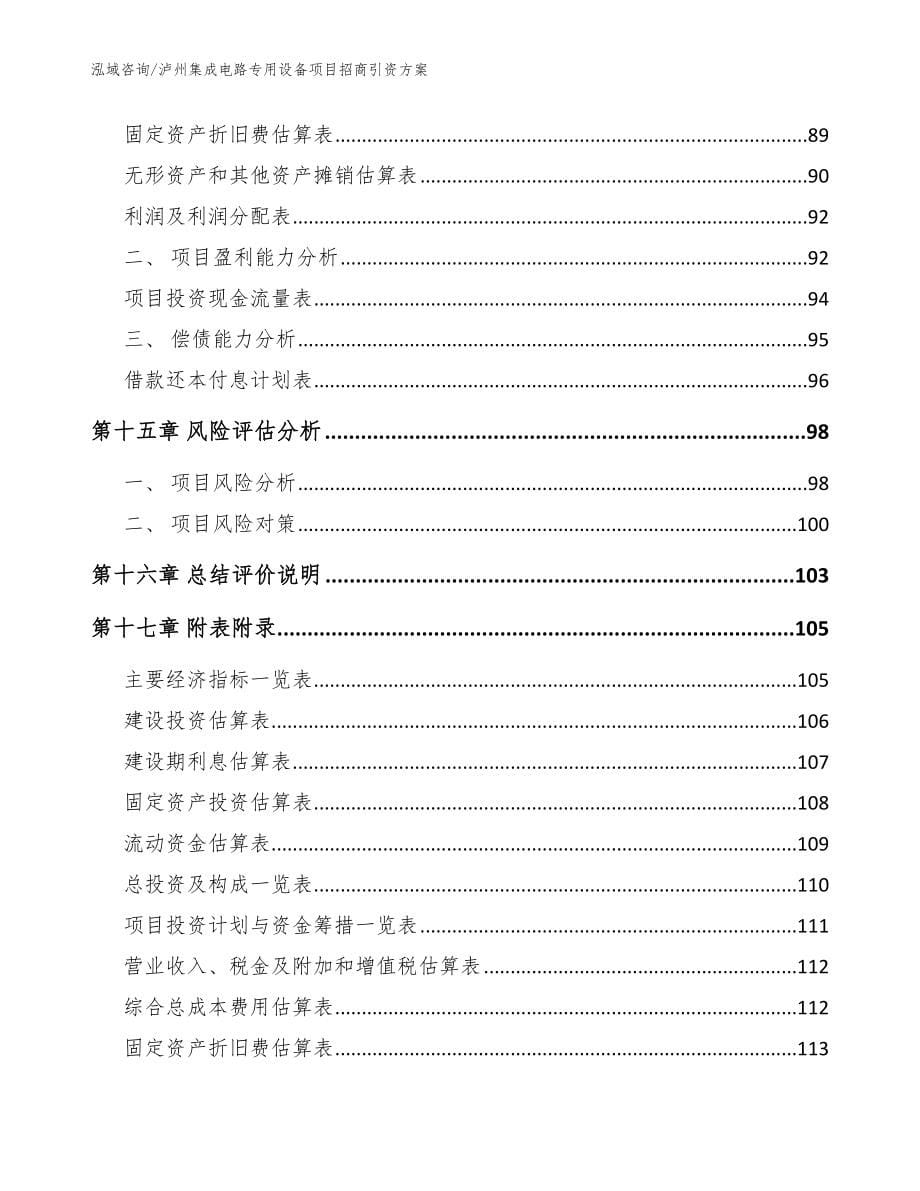 泸州集成电路专用设备项目招商引资方案（范文）_第5页