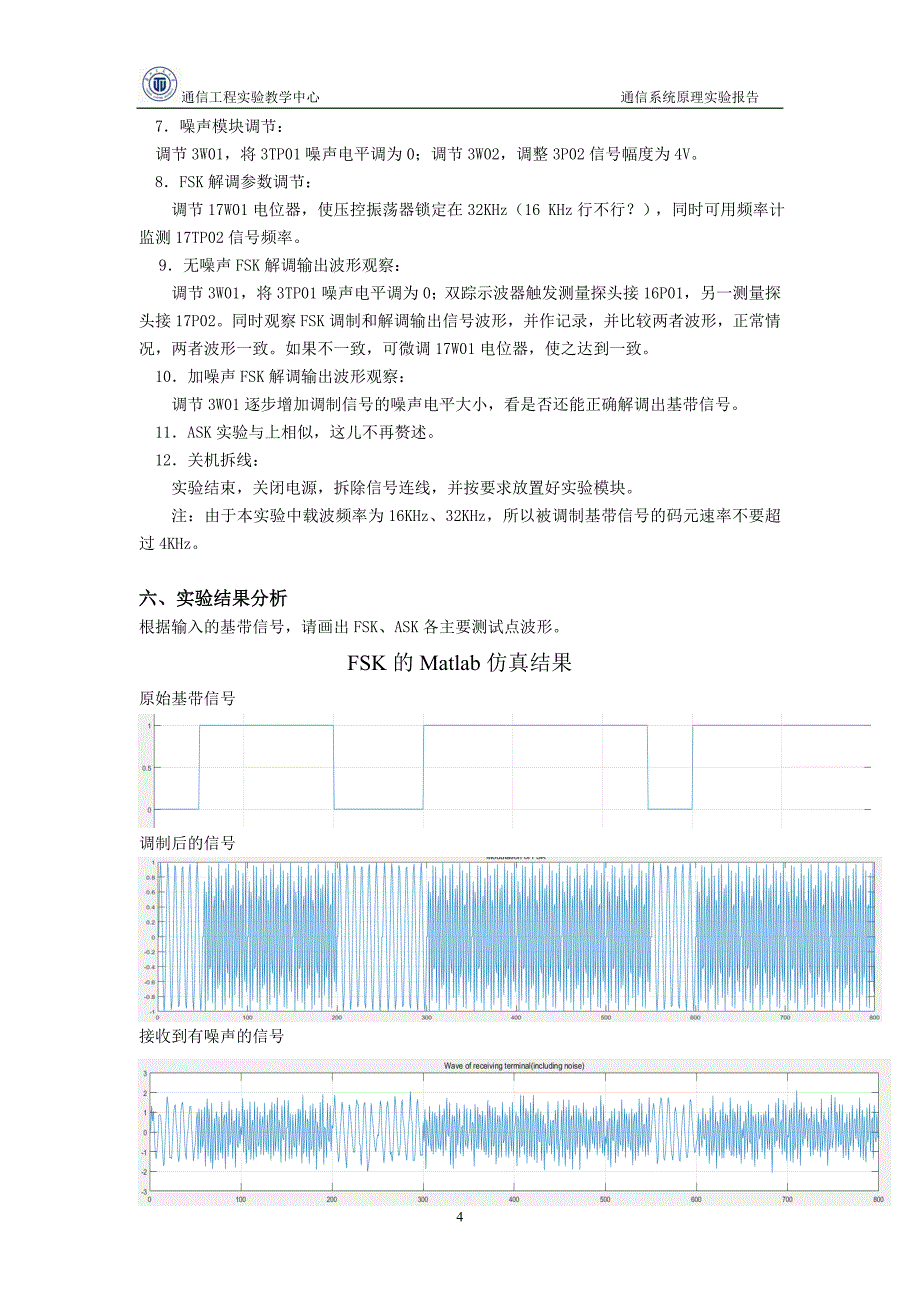 实验3 FSK (ASK)调制解调实验_第4页