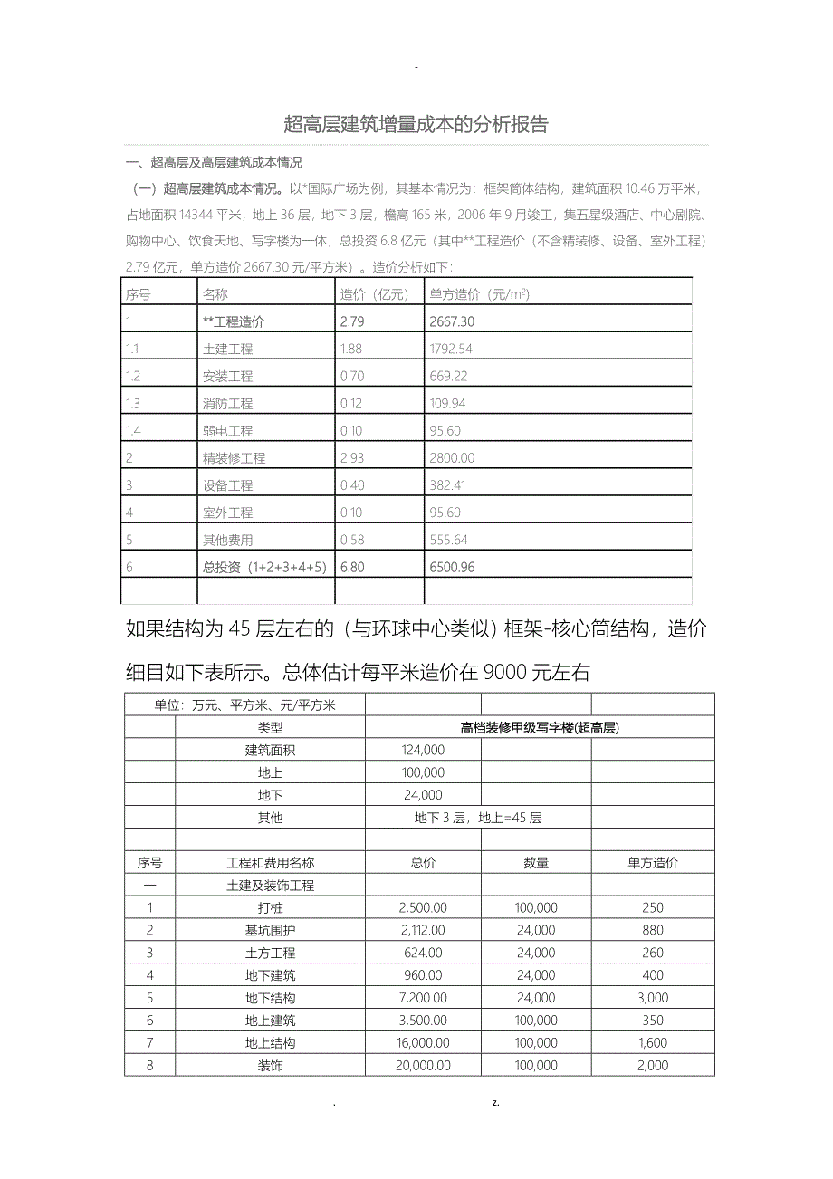 超高层建筑增量成本的分析实施报告_第1页