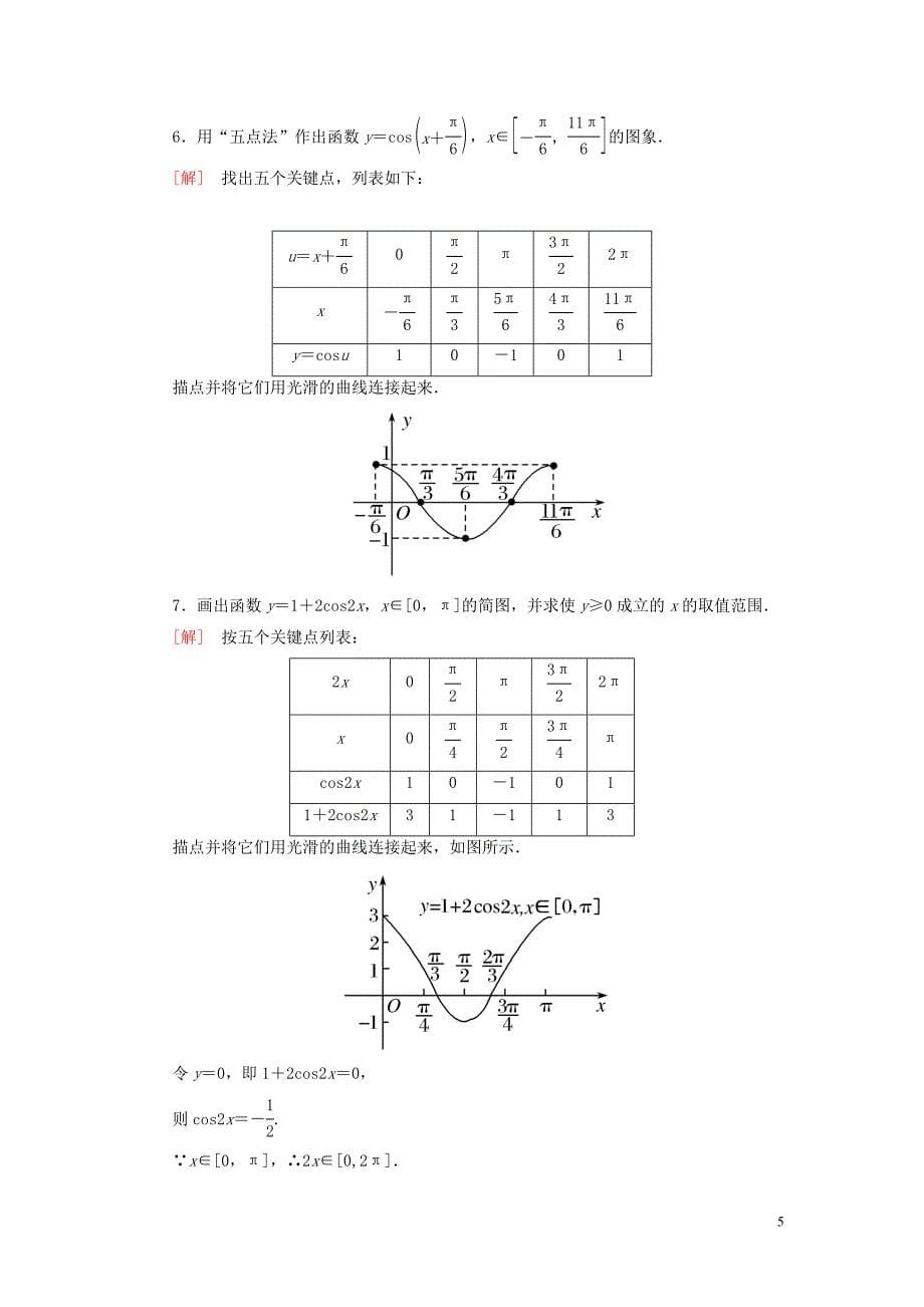 2019_2020学年高中数学课时跟踪训练8正弦函数余弦函数的图象新人教A版必修4202005150428.doc_第5页