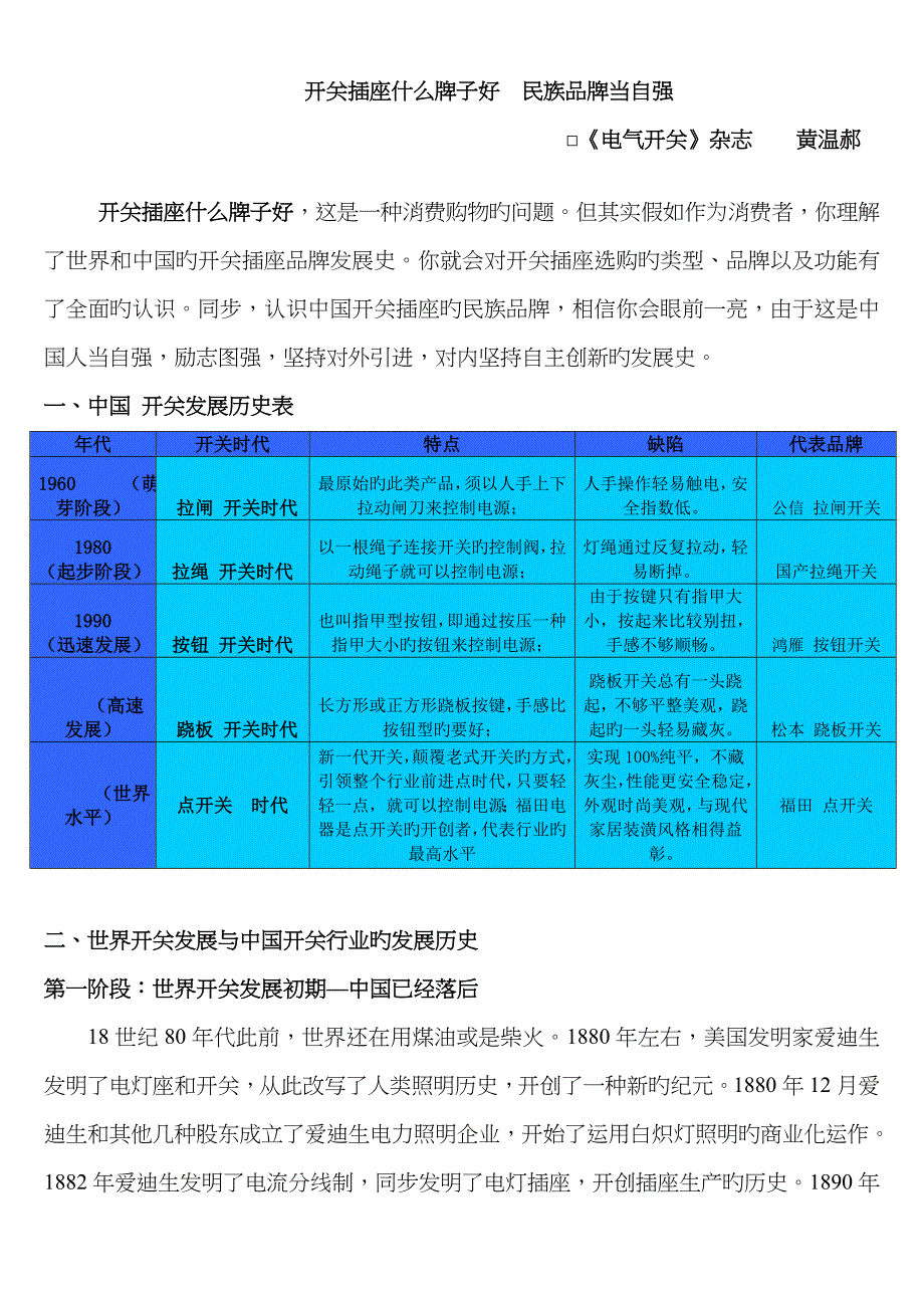 开关插座什么牌子好品牌发展史_第1页