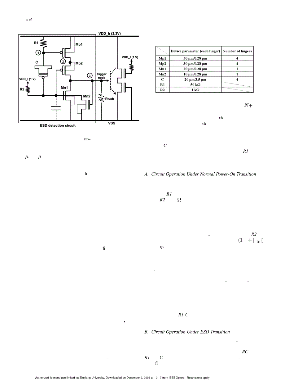 外文翻译--Design on Power-Rail ESD Clamp Circuit for 3.3-V_第3页