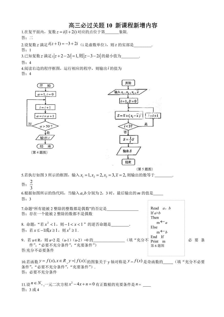 苏州市2015届高三数学必过关题10新课程新增内容(教育精_第1页