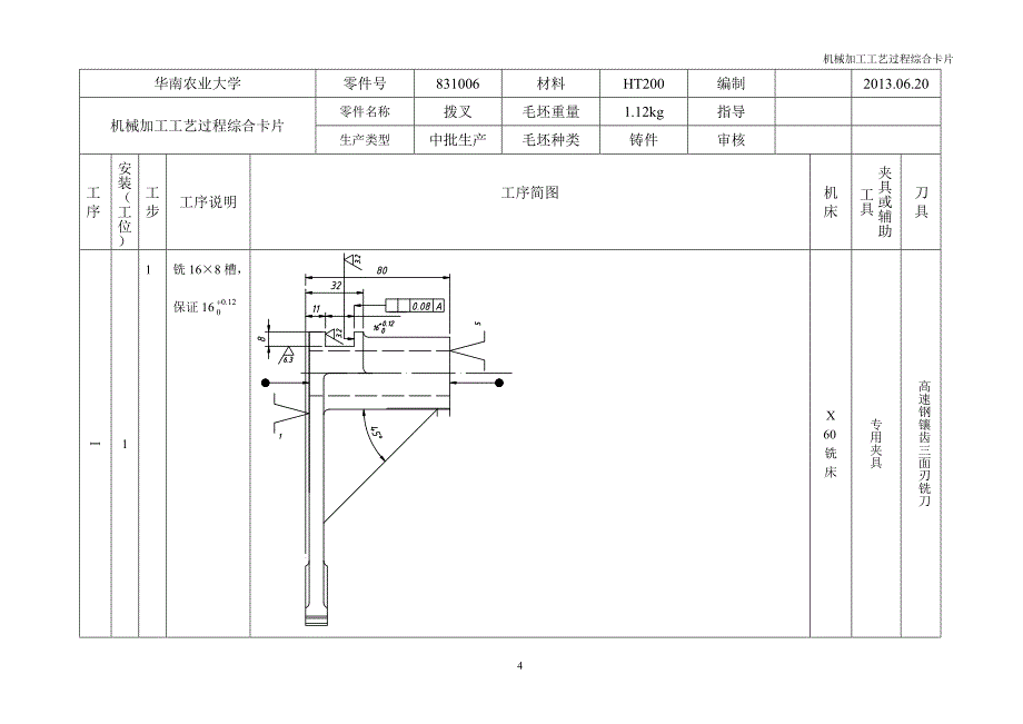 CA6140车床拨叉831006钻扩铰Ф25孔的夹具设计 工序卡.doc_第4页