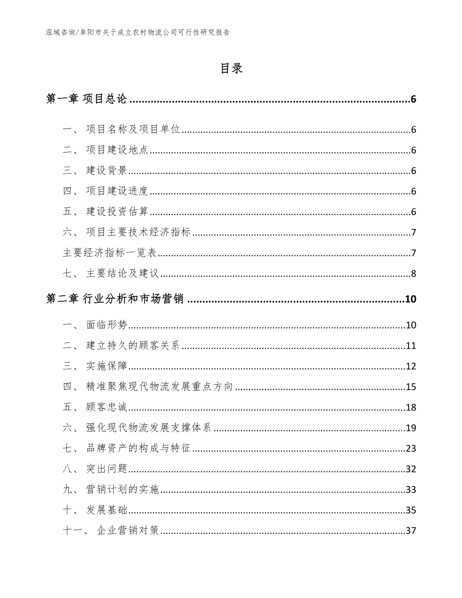 阜阳市关于成立农村物流公司可行性研究报告模板范文_第1页