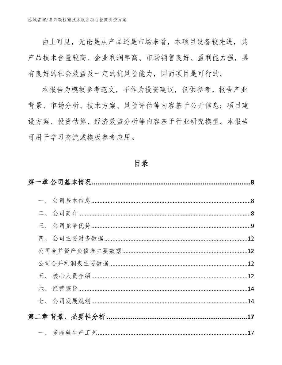 嘉兴颗粒硅技术服务项目招商引资方案_第2页