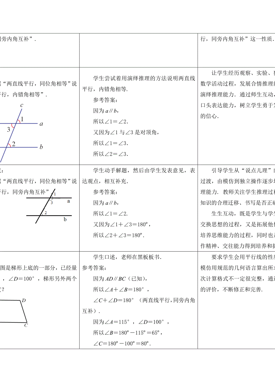 新苏科版七年级数学下册7章.平面图形的认识二7.2探索平行线的性质公开课教案34_第2页