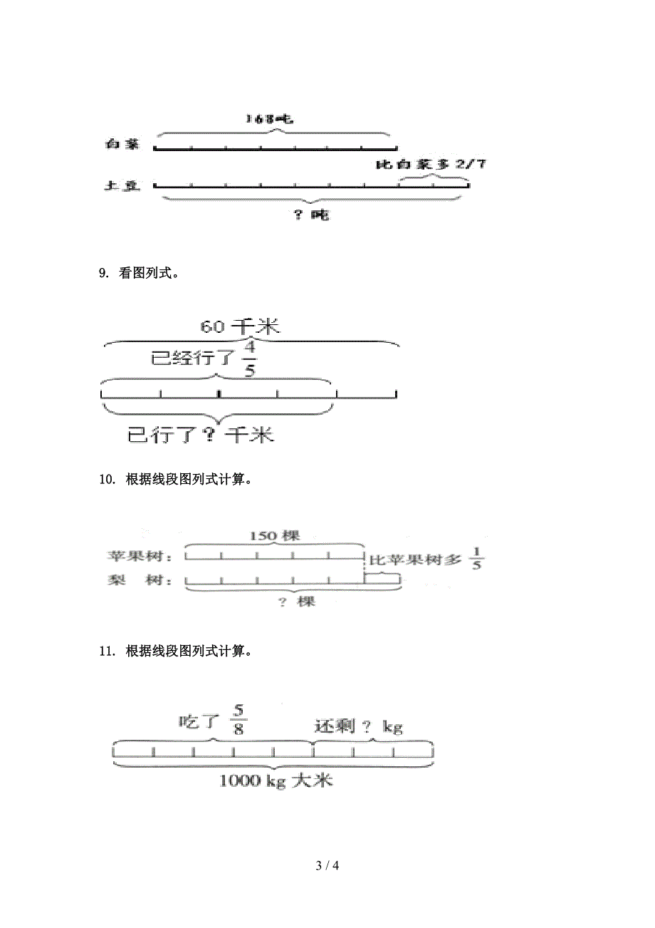 六年级人教版数学下学期看图列方程专项真题_第3页