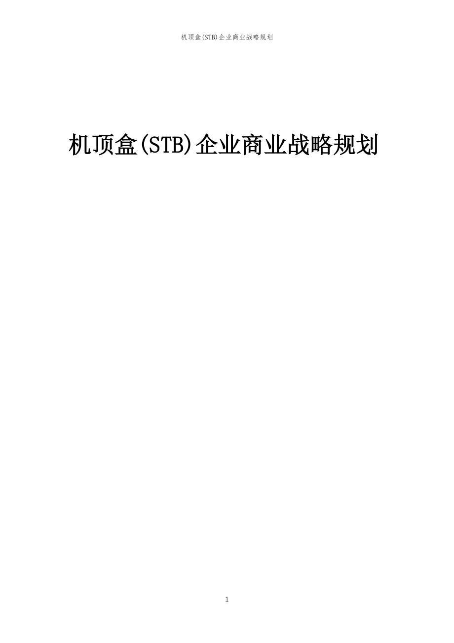 2023年机顶盒(STB)企业商业战略规划_第1页