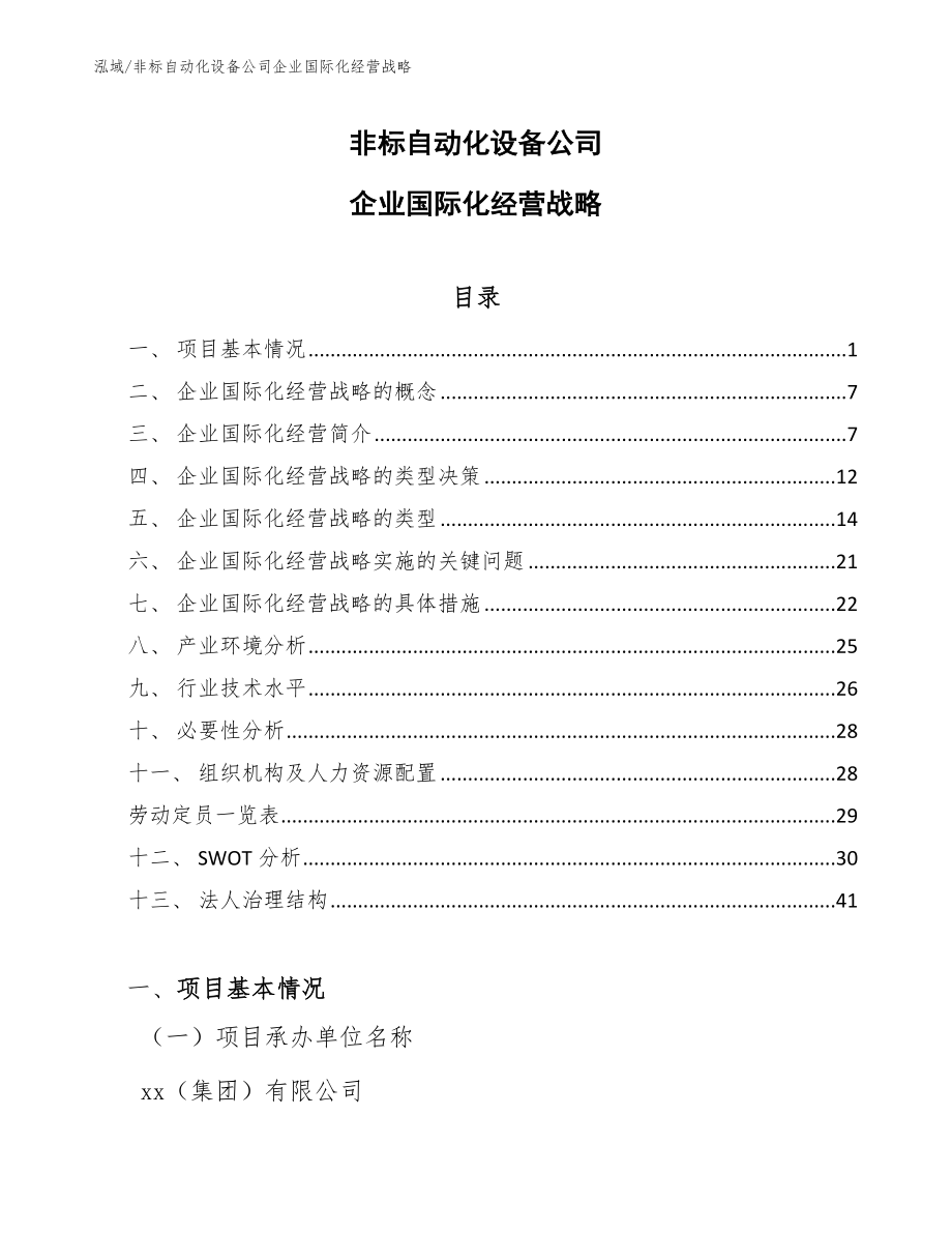 非标自动化设备公司企业国际化经营战略（参考）_第1页