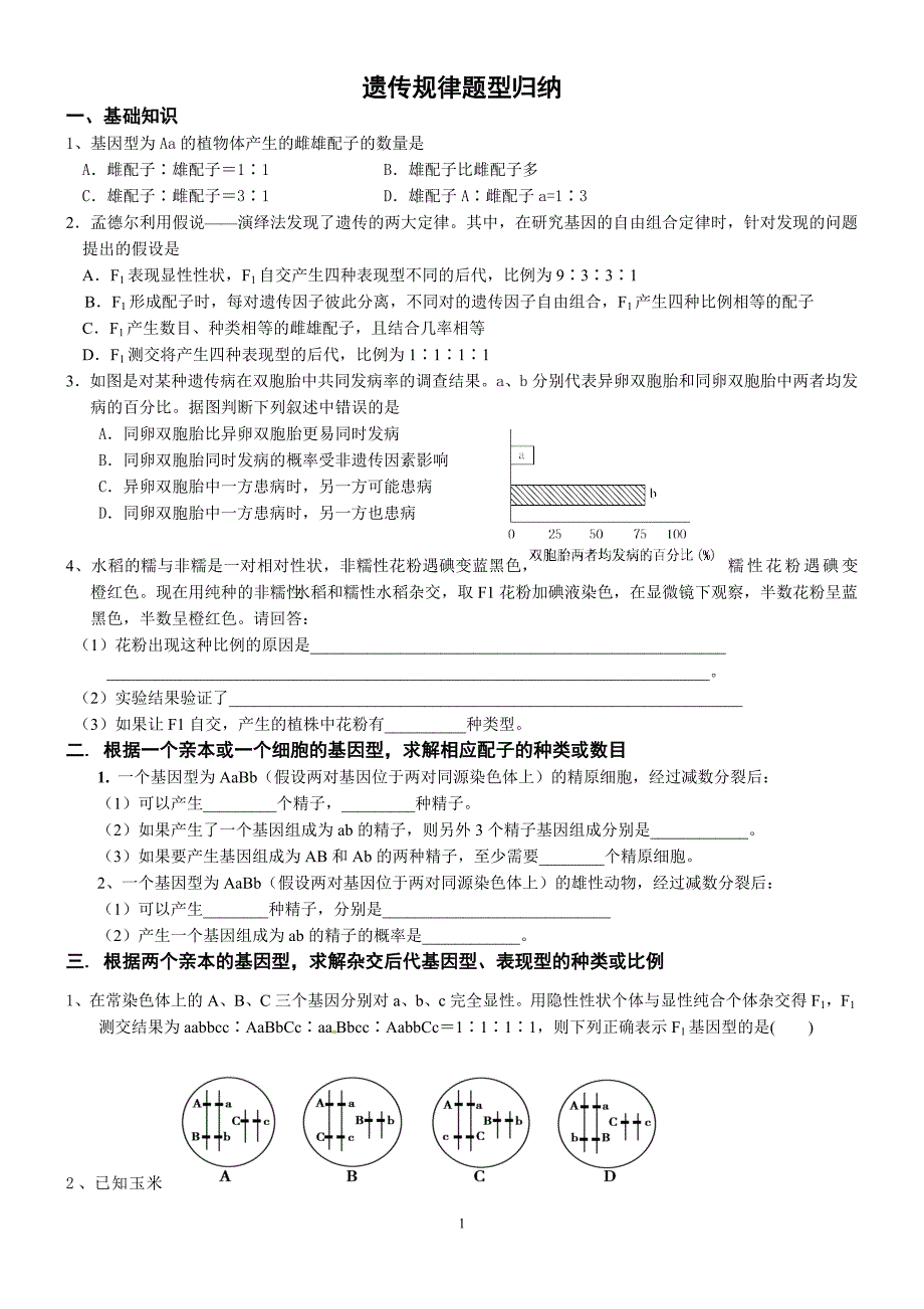 遗传规律题型归纳_第1页