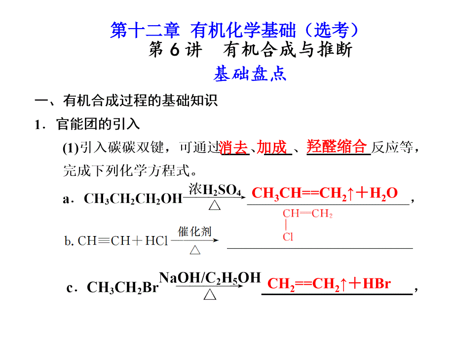 化学一轮复习课件选讲第十二章第6讲有机合成与推断_第1页