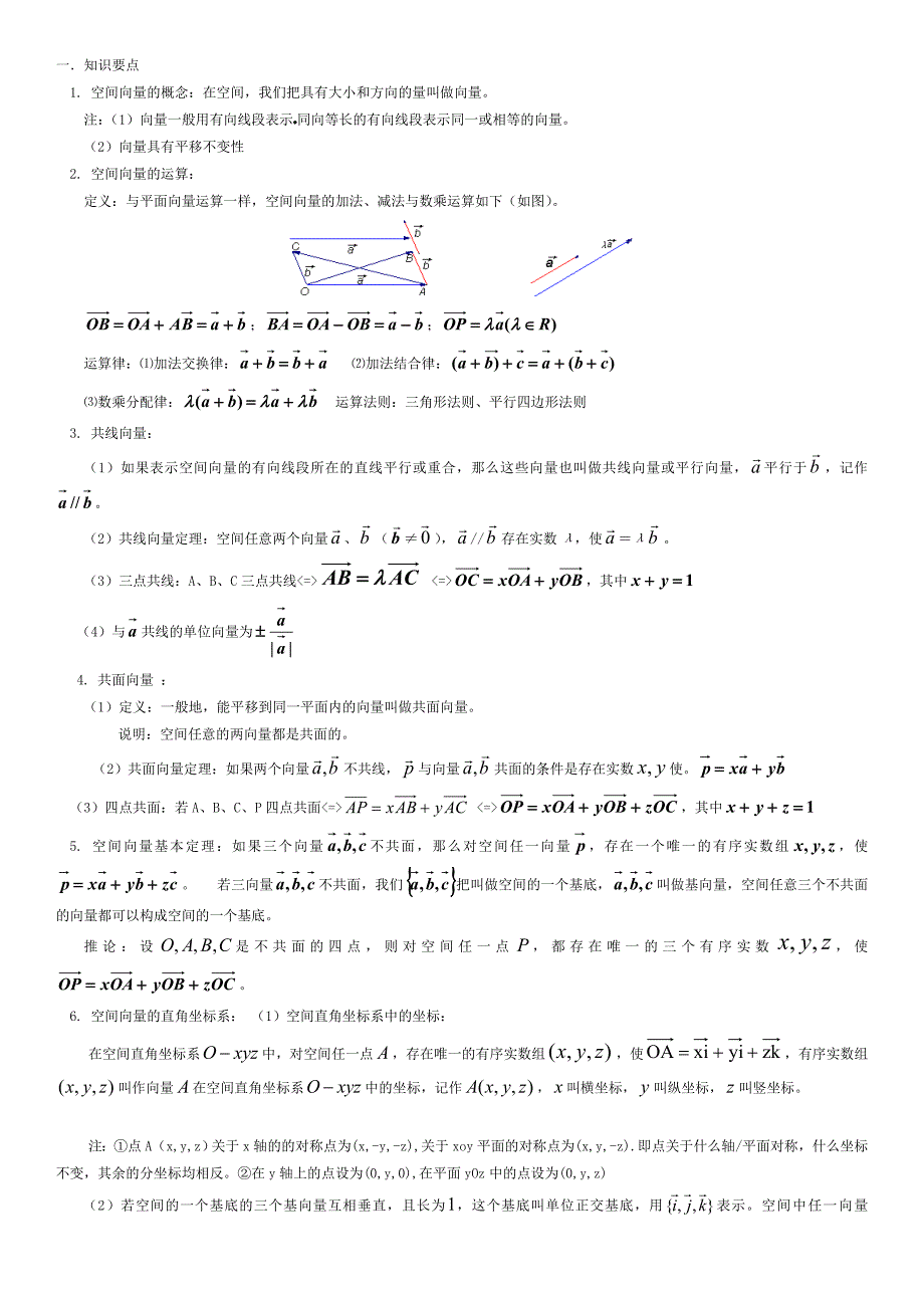 高二空间向量知识点归纳总结_第1页