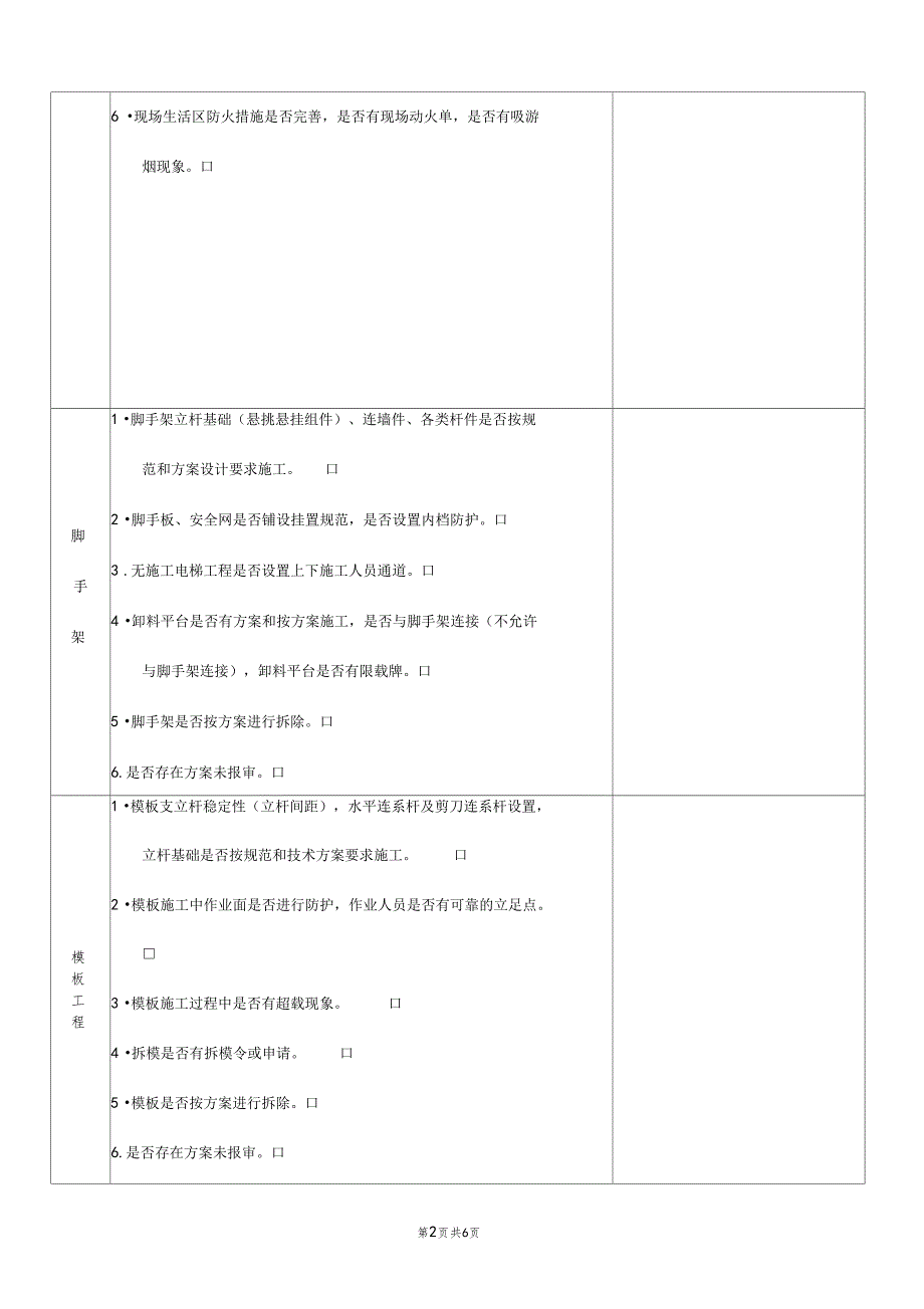 施工现场每周安全检查记录_第2页
