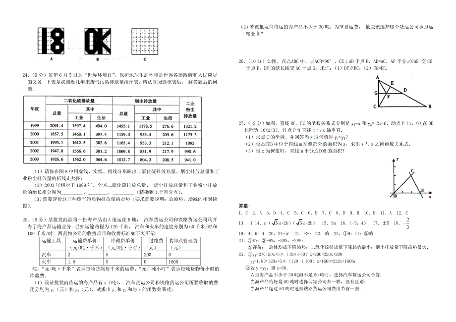 人教版八年级上数学期末考试试卷(免费、15套)-（最终版）_第2页