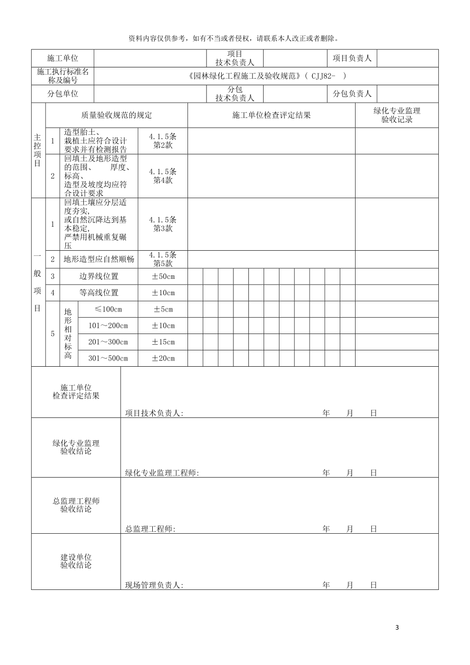 园林绿化工程施工及验收规范表格全模板_第4页