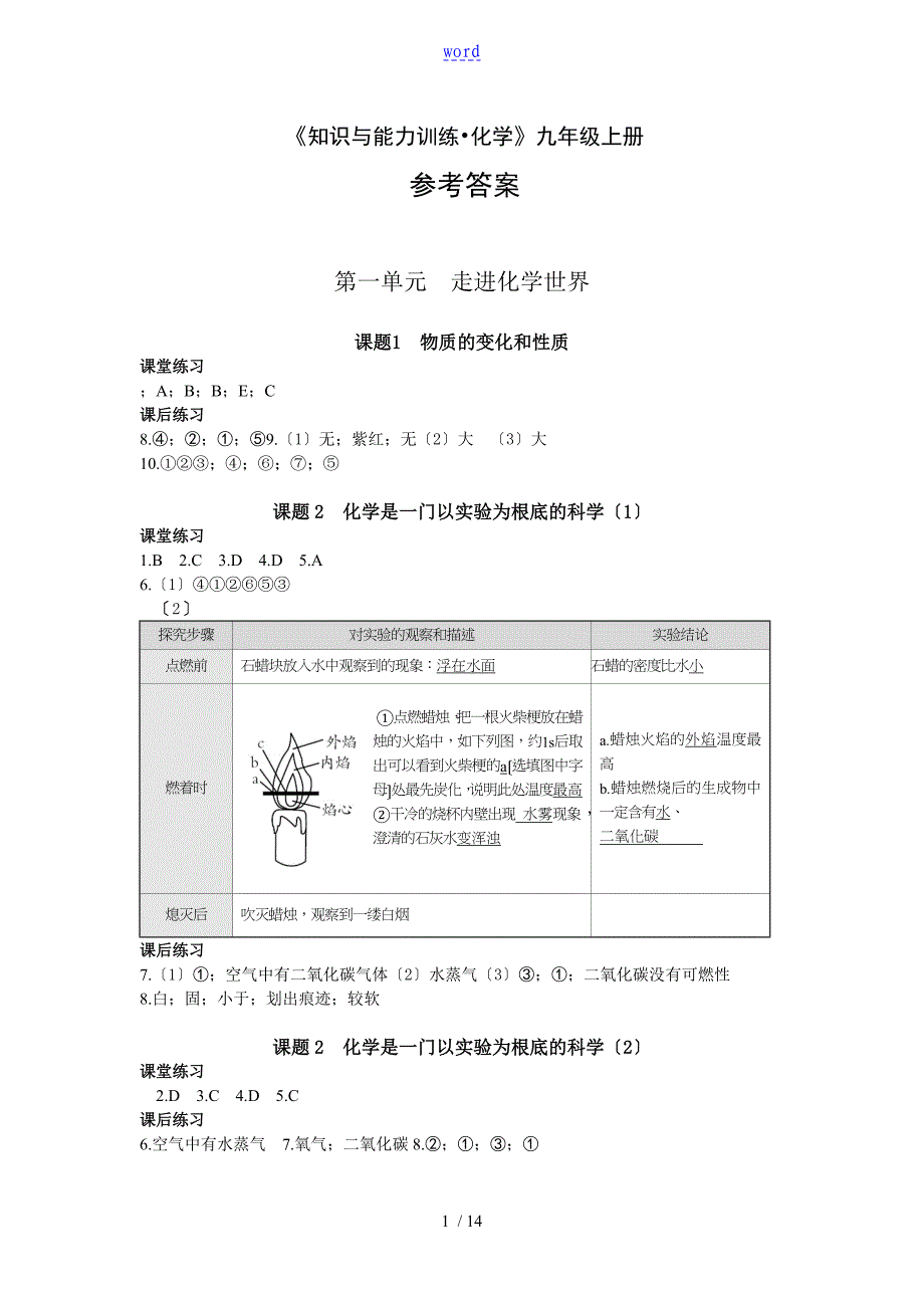 知识与能力训练化学九上问题详解_第1页