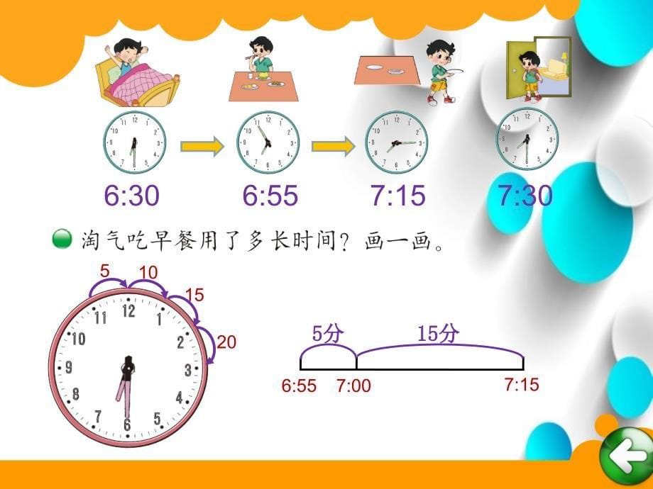 新版北师大二年级下7.3淘气的作息时间ppt课件_第5页