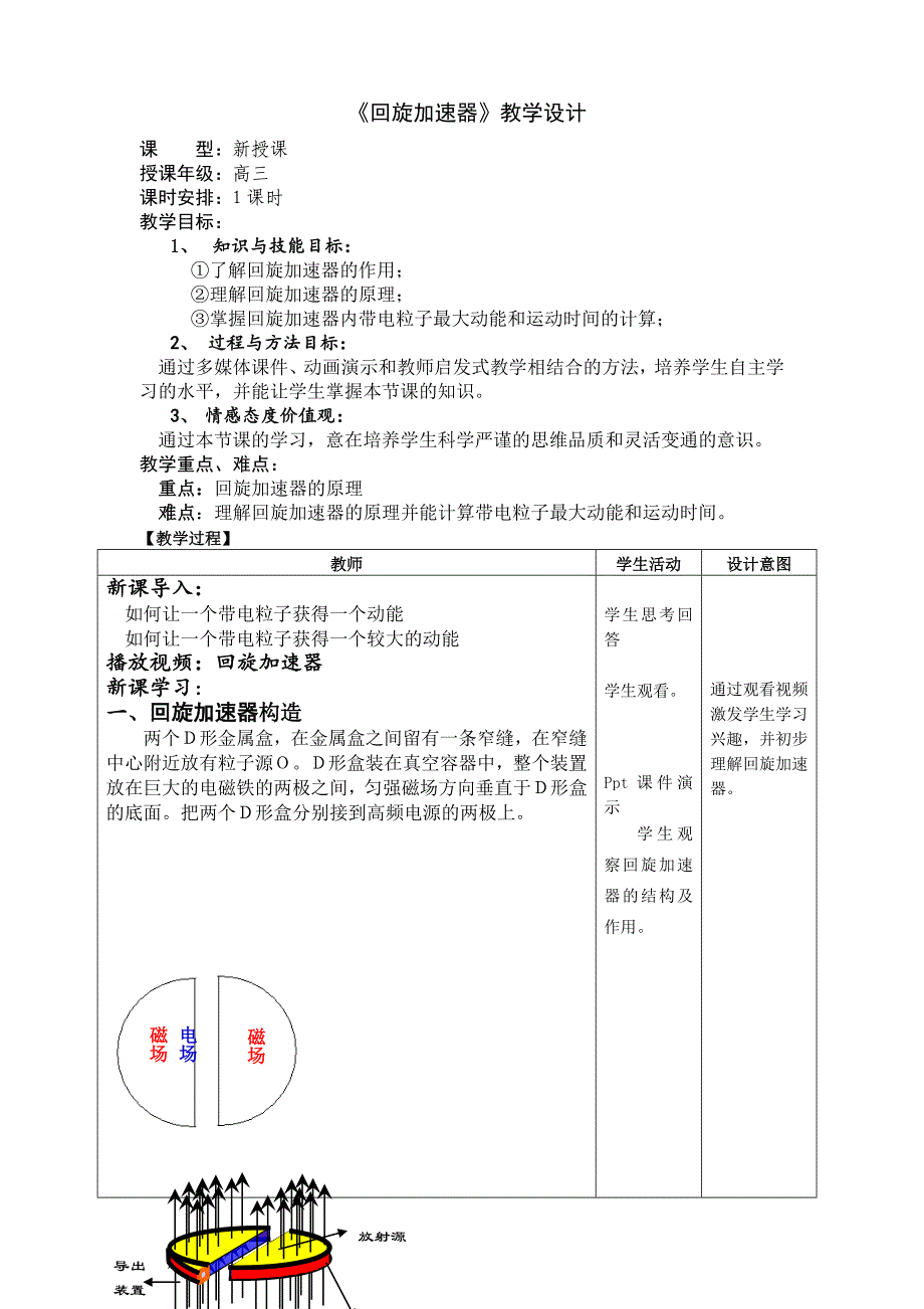 回旋加速器教学设计_第1页