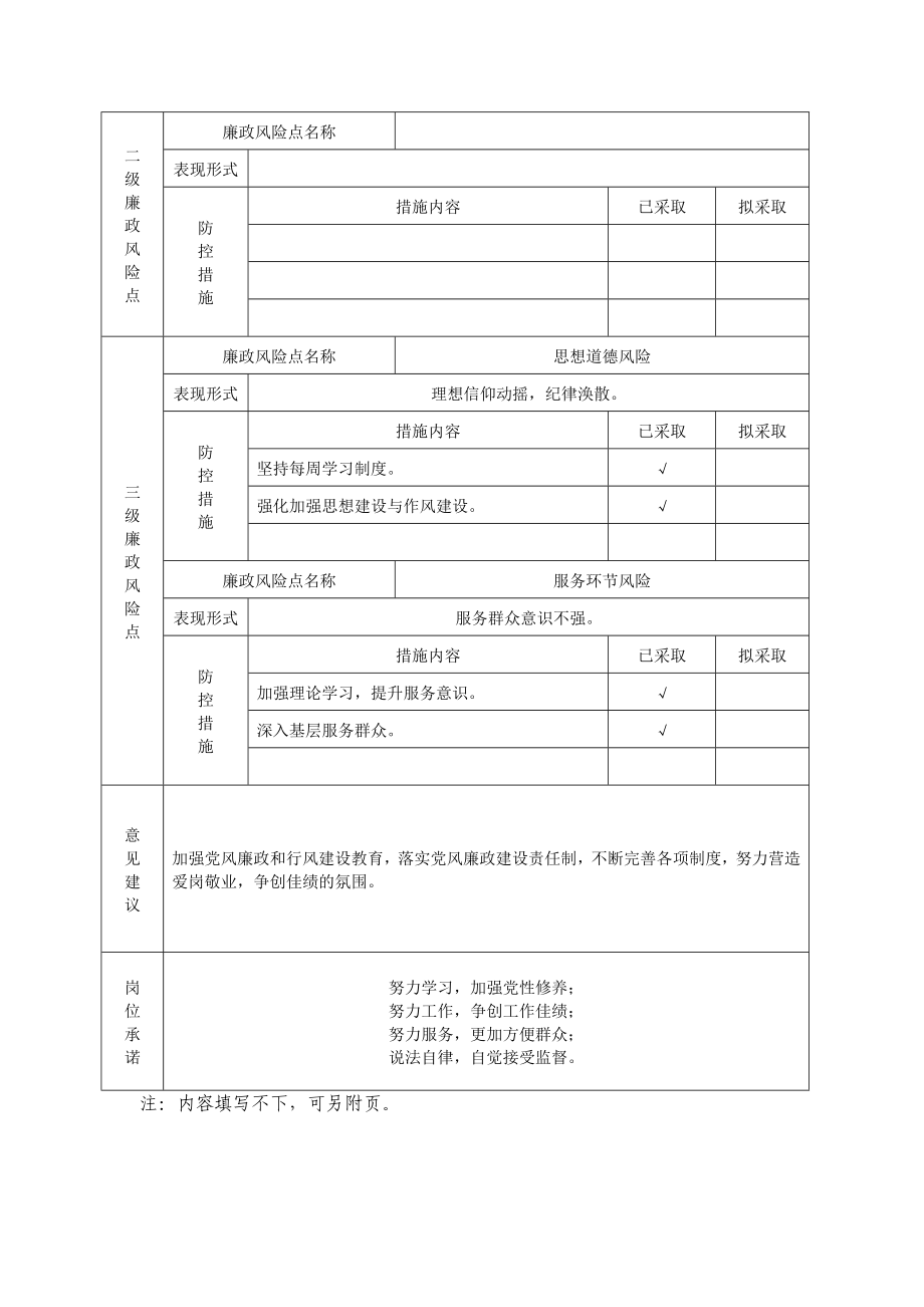 廉政风险点和自我防控承诺表_第4页