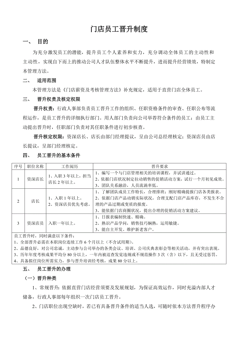 门店员工晋升管理办法_第1页