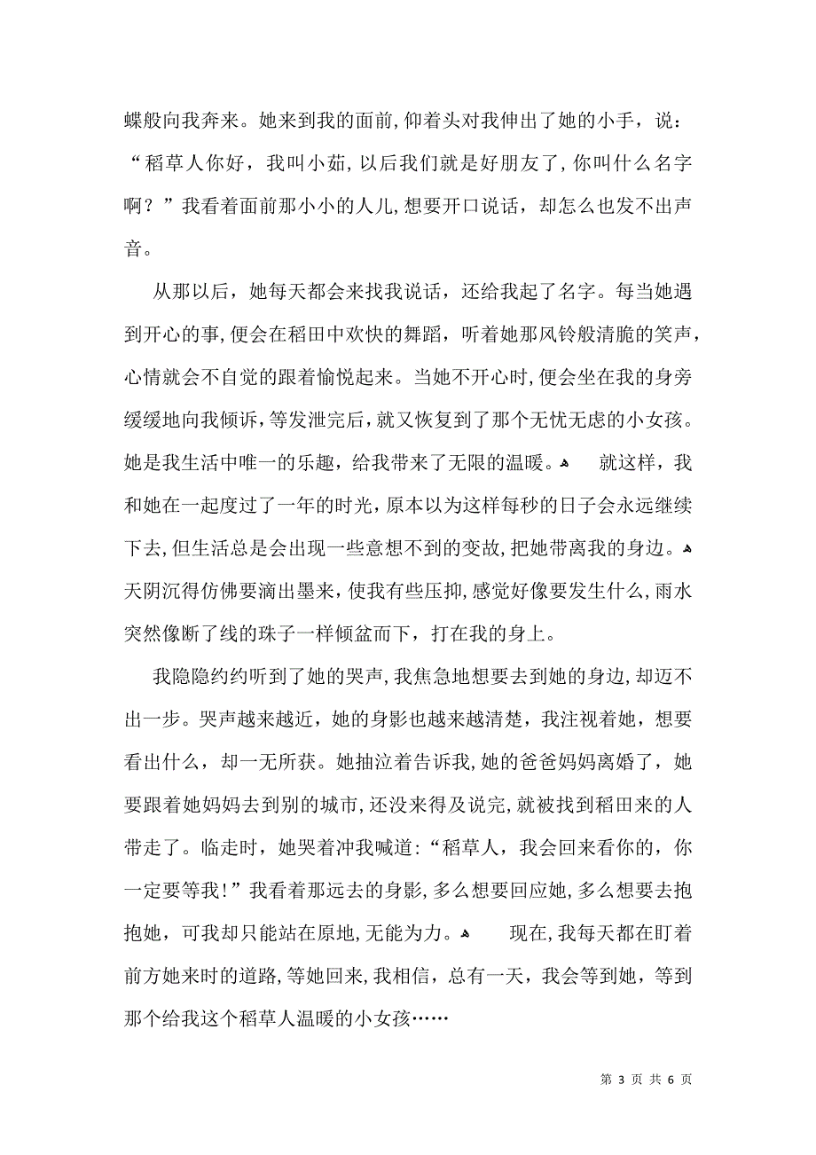 我是一个稻草人中考作文_第3页