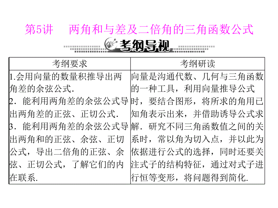 第讲两角和与差及二倍角的三角函数公式_第1页