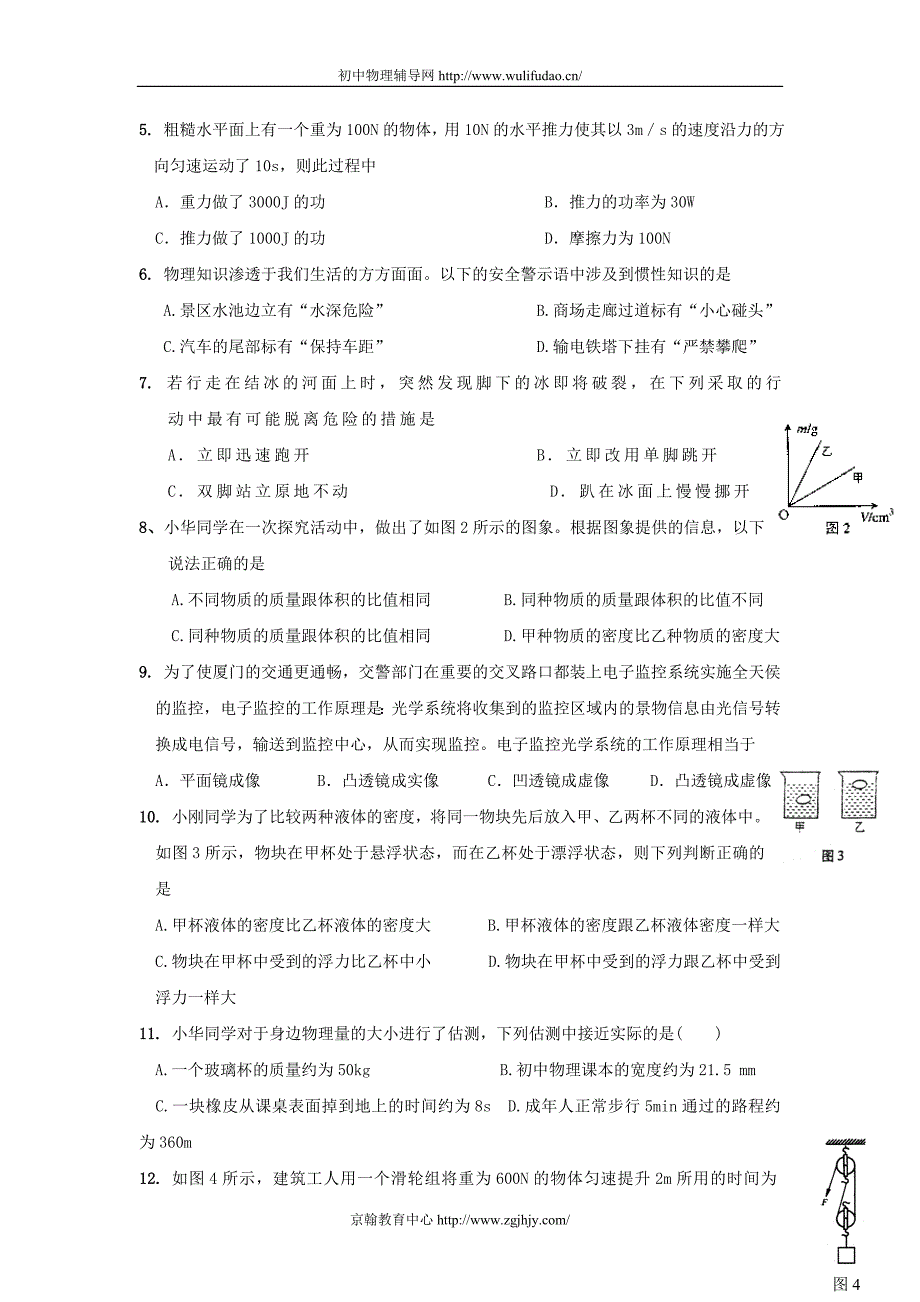 初三物理总复习练习试题及答案_第2页