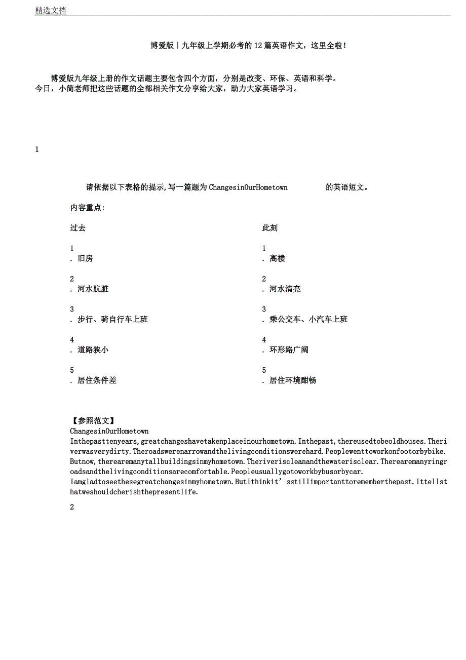 仁爱版九年级上学期必考12篇英语作文.docx_第1页