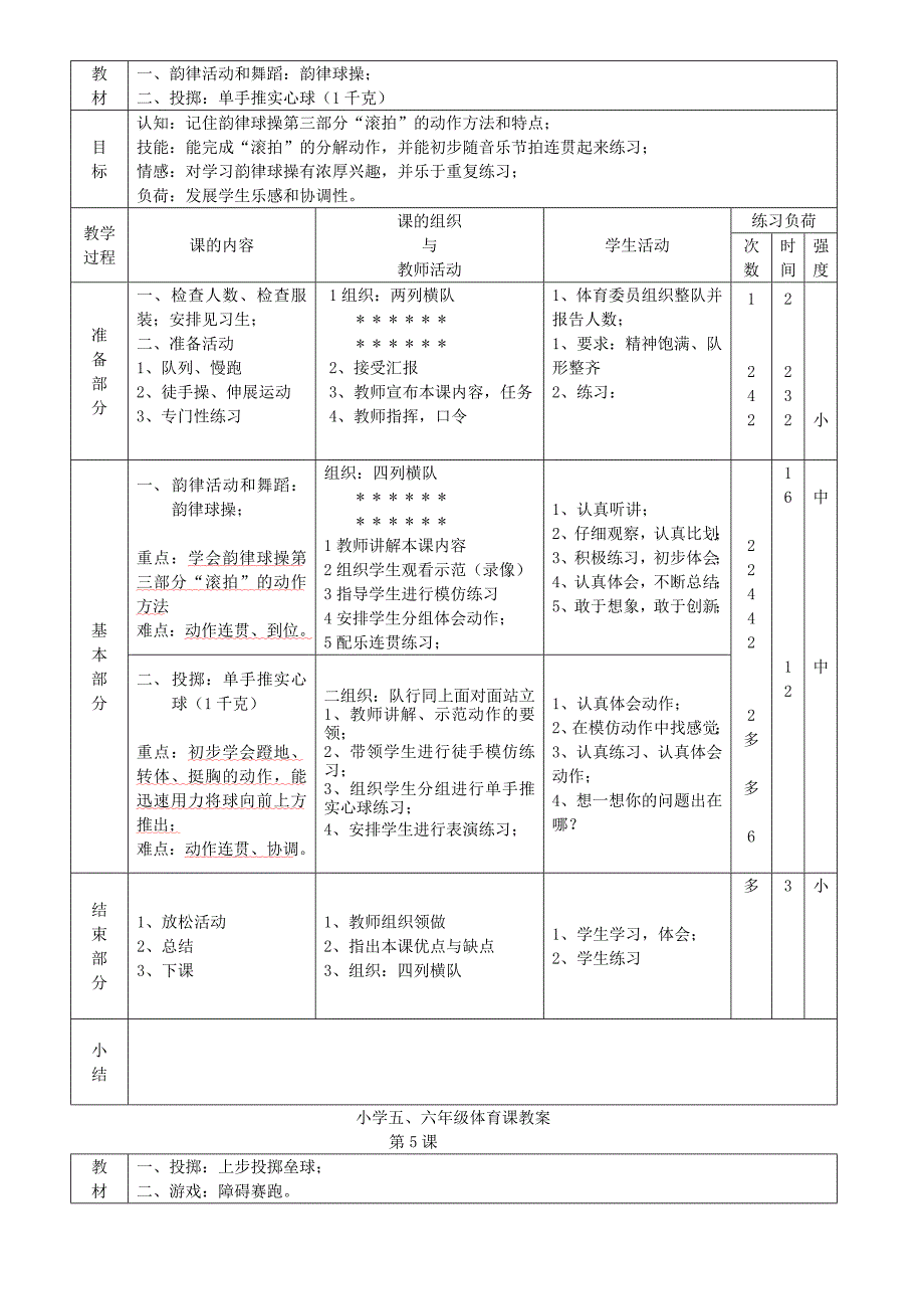 人教版小学五、六年级体育教案_第4页