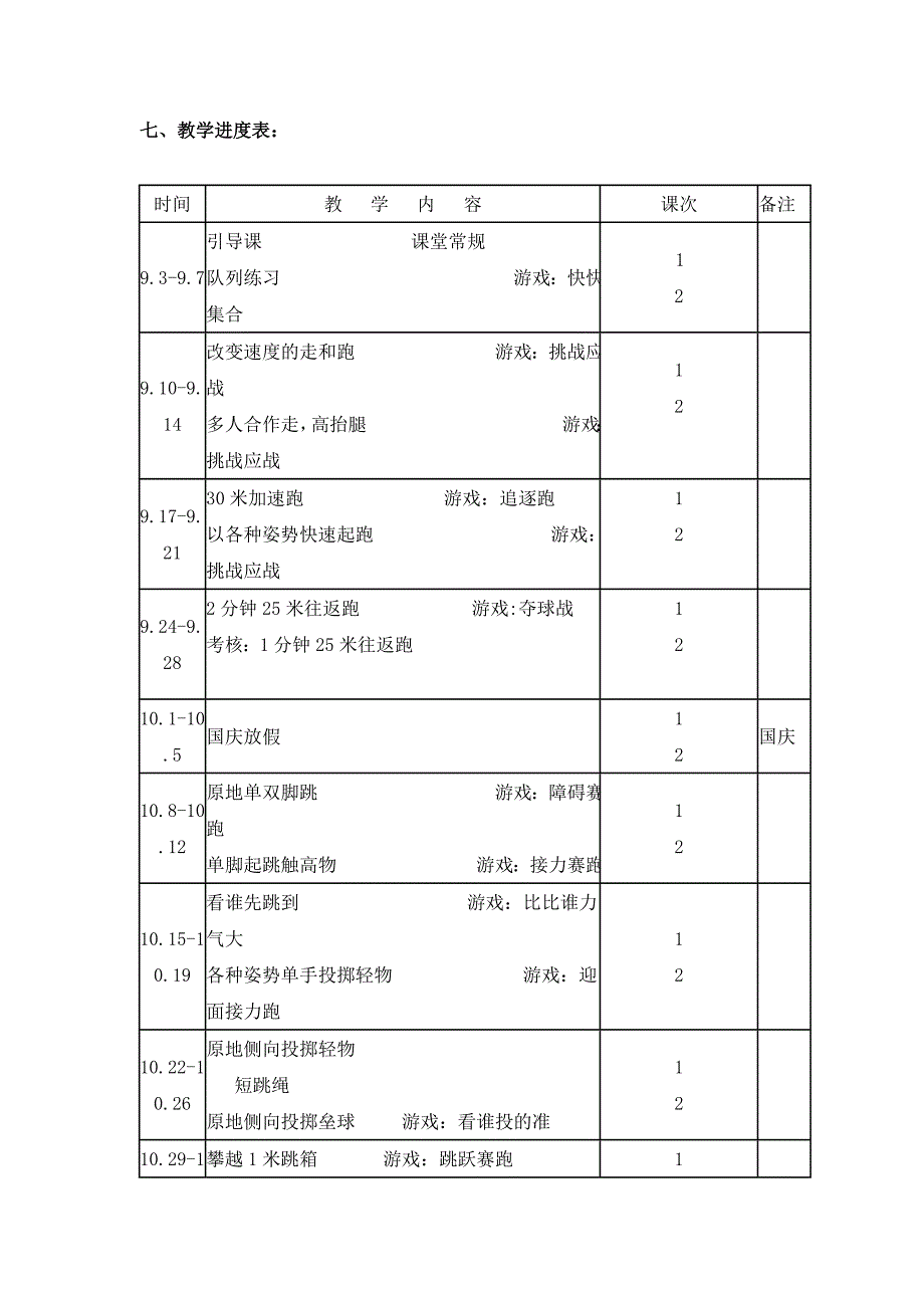 三年级上学期体育教学计划_第3页