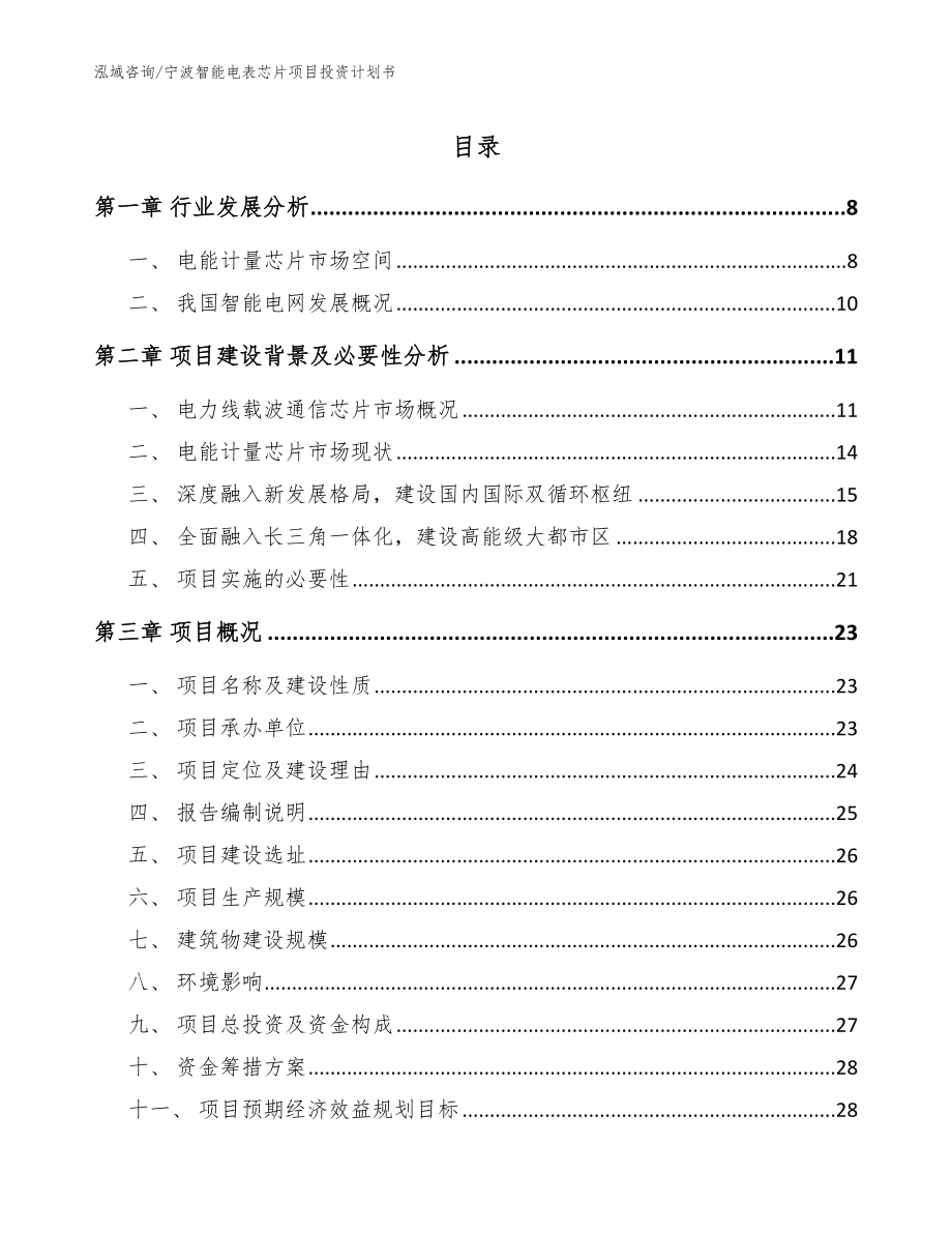 宁波智能电表芯片项目投资计划书参考模板_第1页