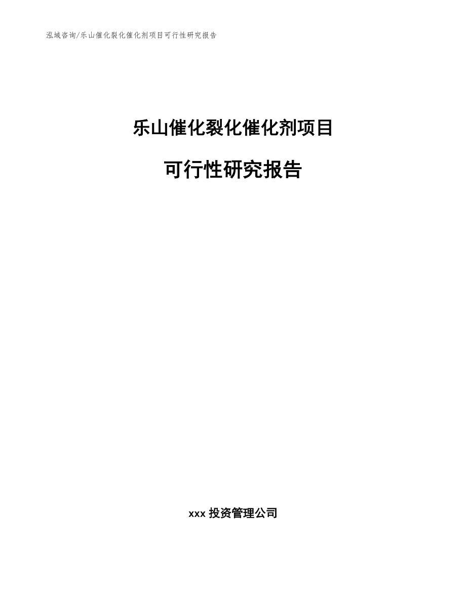 乐山催化裂化催化剂项目可行性研究报告【参考范文】_第1页