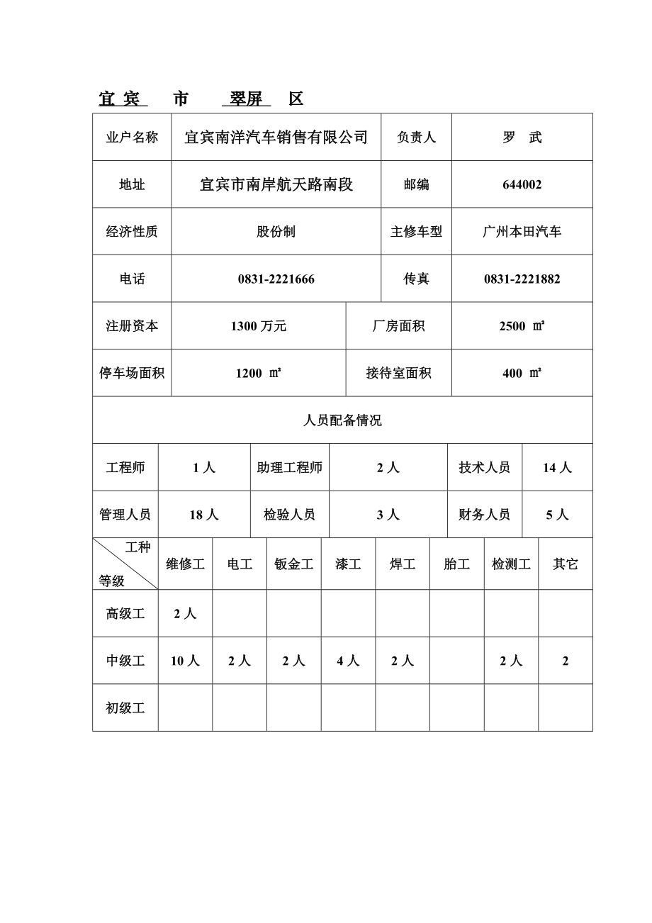 机动车维修经营者类别和经营范围申请表.doc_第2页