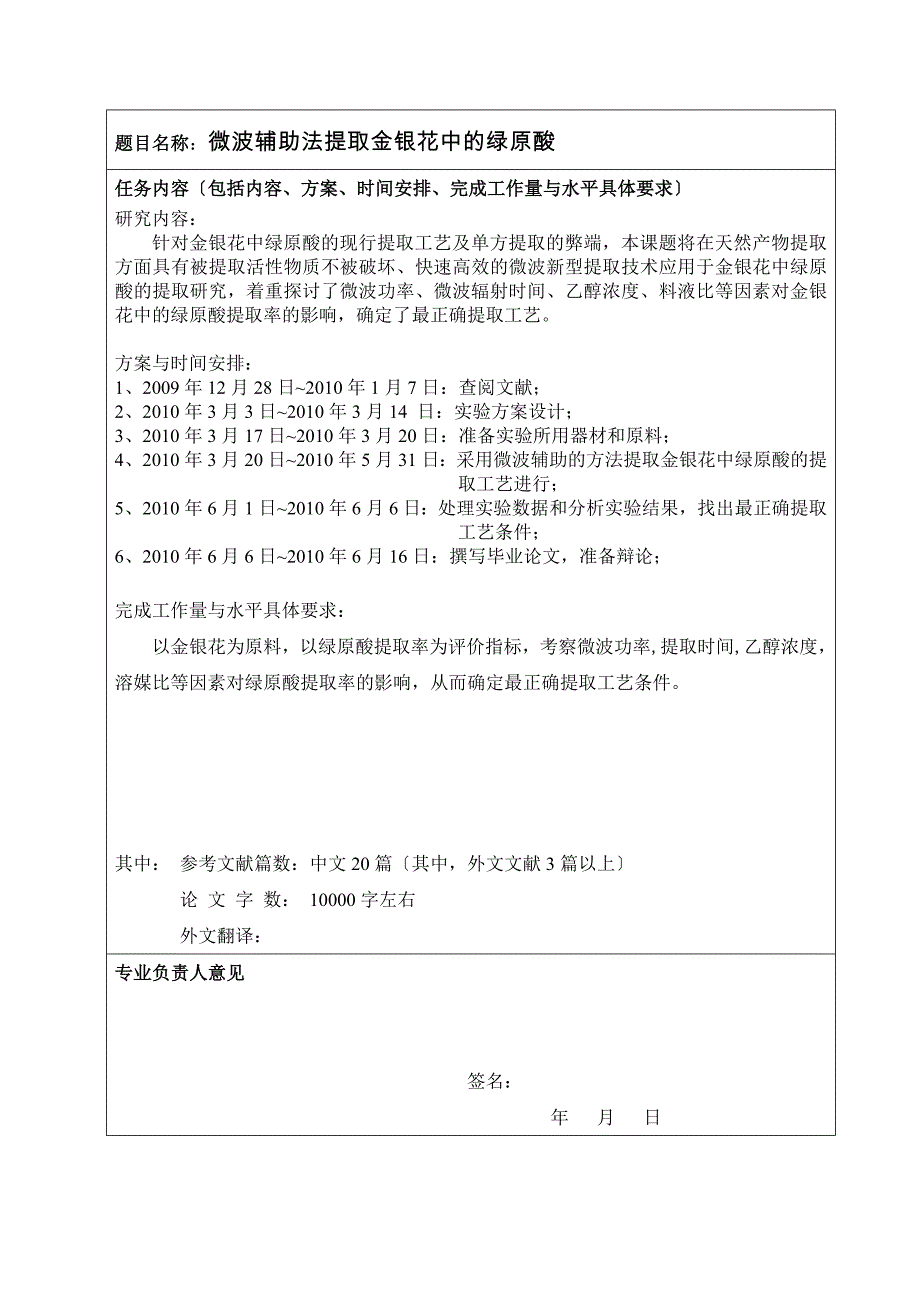 毕业设计(微波辅助法提取金银花中的绿原酸)_第3页